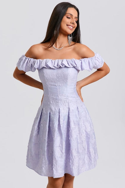Robe De Bal Lilas Texturée - gallery 4