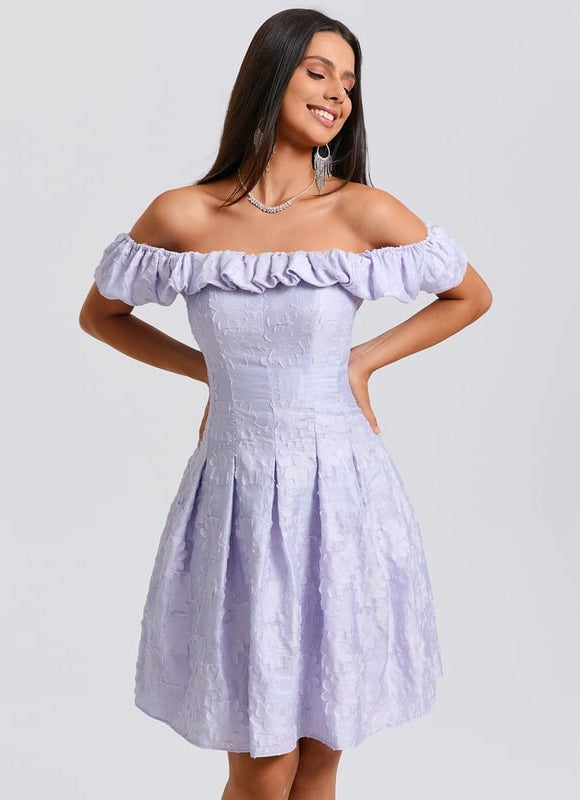 Robe De Bal Lilas Texturée - gallery 4