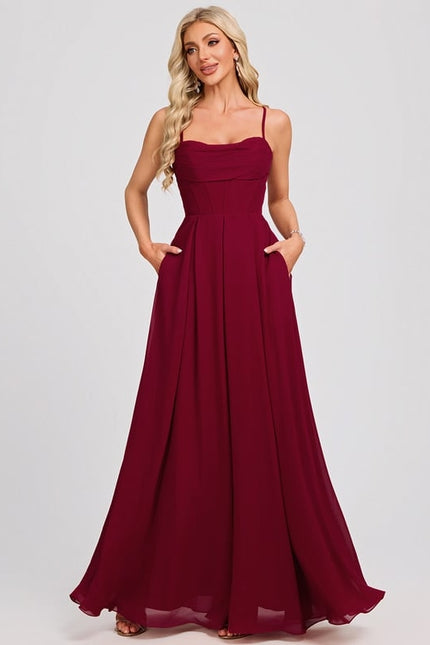 Robe De Bal Longue Bordeaux - gallery 1