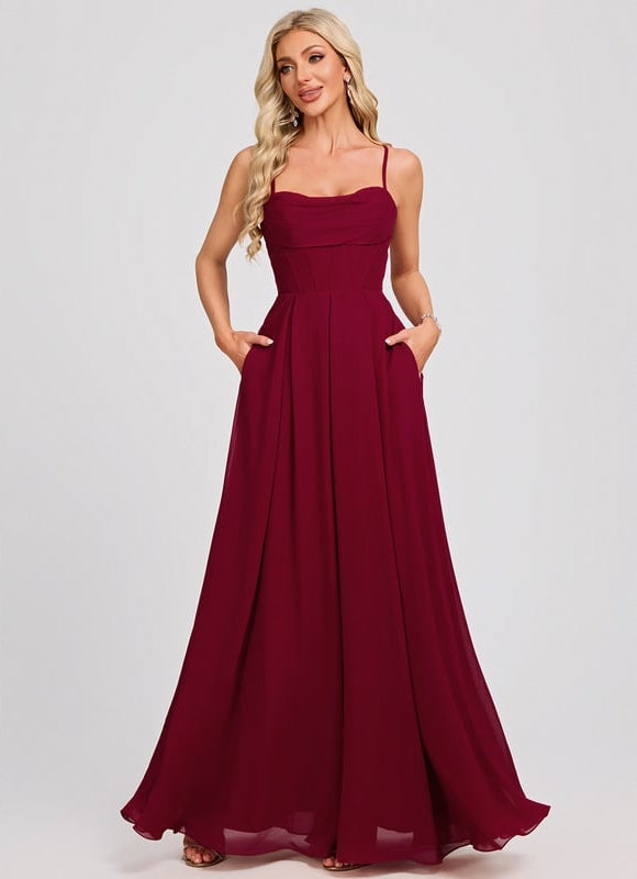 Robe De Bal Longue Bordeaux - gallery 1