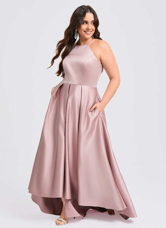 Robe De Bal Asymétrique Rose - gallery 8