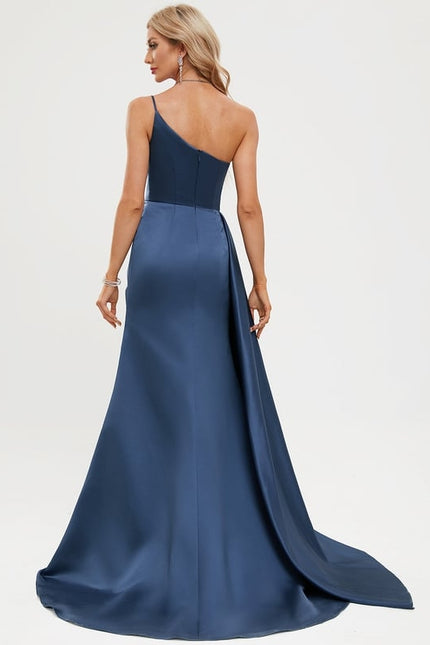 Robe De Bal Satinée Une-Épaule - gallery 5