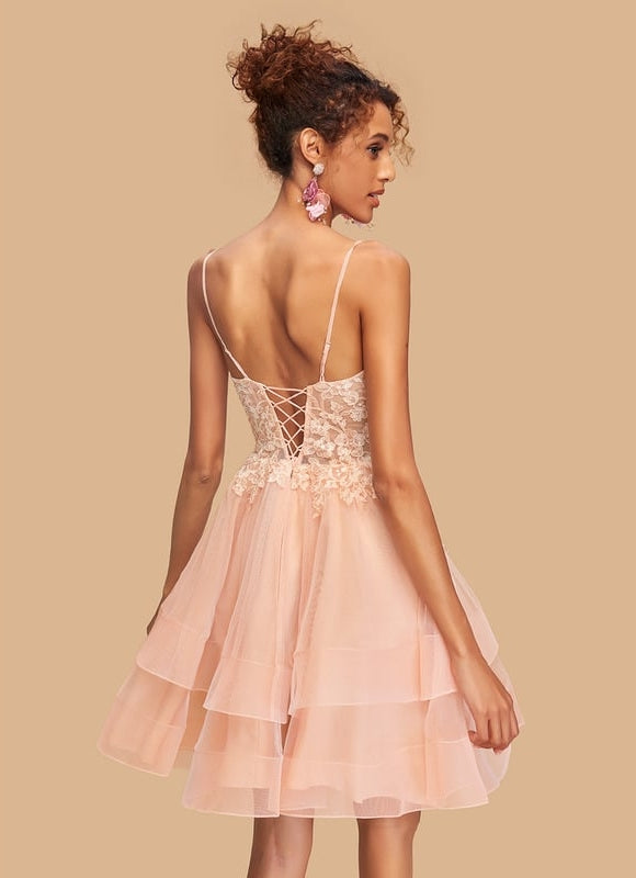 Robe De Bal Courte Tulle Brodée - gallery 2