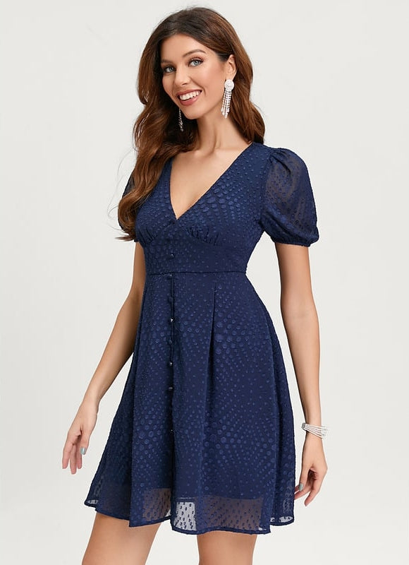 Robe De Bal Col V Marine - gallery 2