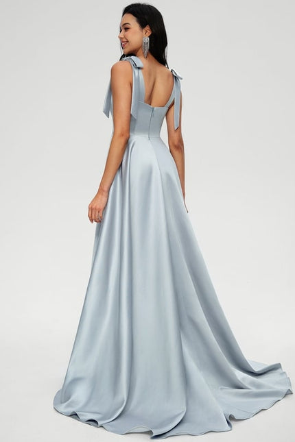 Robe De Bal Satinée Ciel - gallery 2