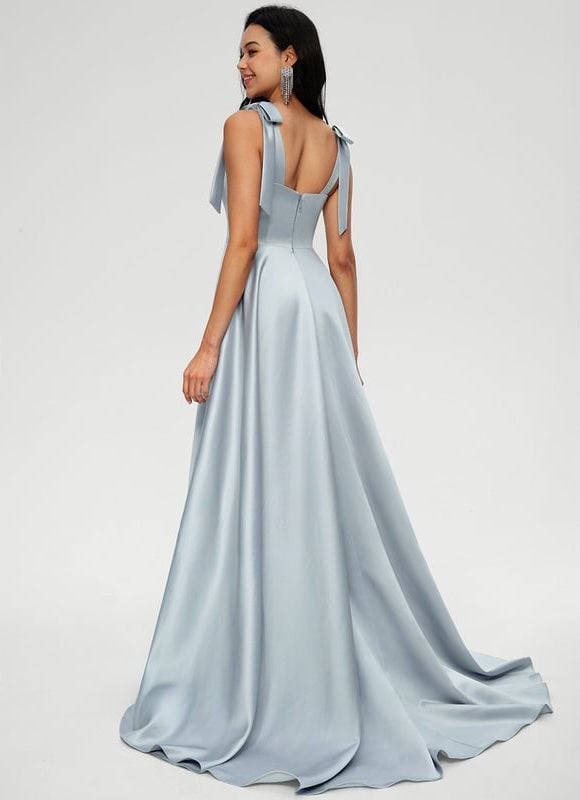 Robe De Bal Satinée Ciel - gallery 2