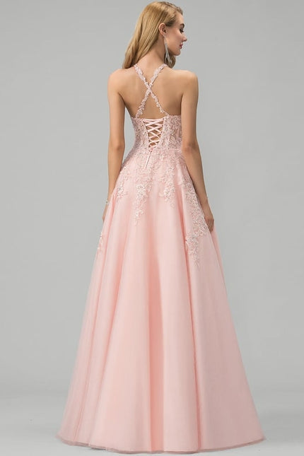 Robe De Bal De Bal Rose Ornée - gallery 1