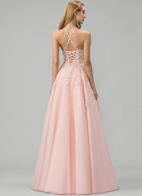 Robe De Bal De Bal Rose Ornée - gallery 1
