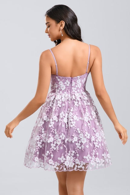 Robe De Bal Lilas Florale - gallery 7