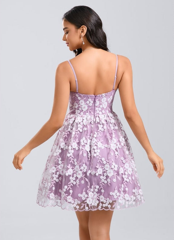 Robe De Bal Lilas Florale - gallery 7