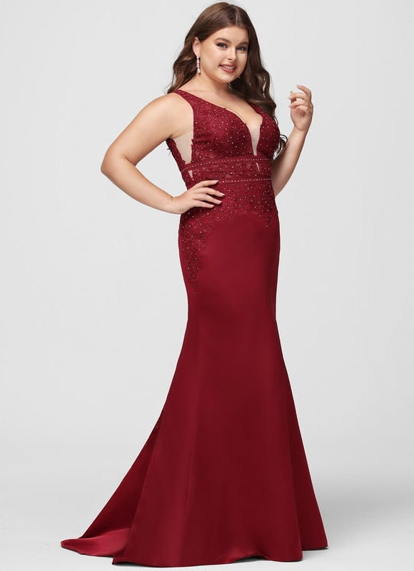 Robe De Bal Satinée Rubis - gallery 5