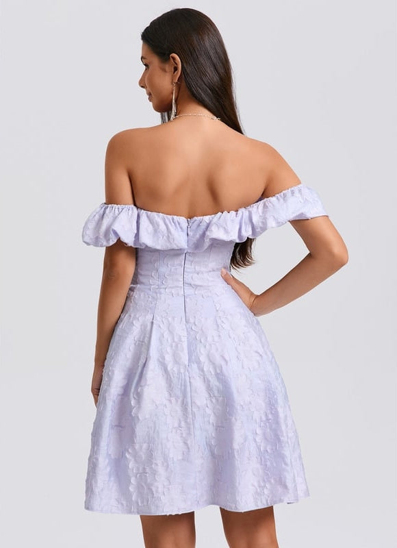 Robe De Bal Lilas Texturée - gallery 6