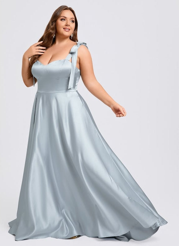 Robe De Bal Satinée Ciel - gallery 9