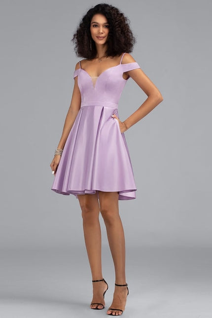 Robe De Bal Satinée Lavande - gallery 2