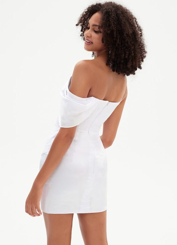Robe De Bal Satin Plissée Blanche - gallery 5