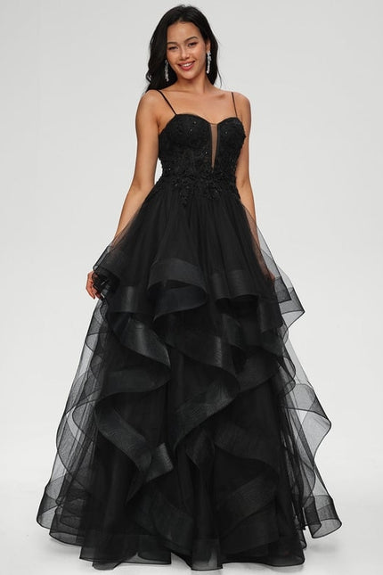 Robe De Bal Bal Noire Élégante - gallery 1