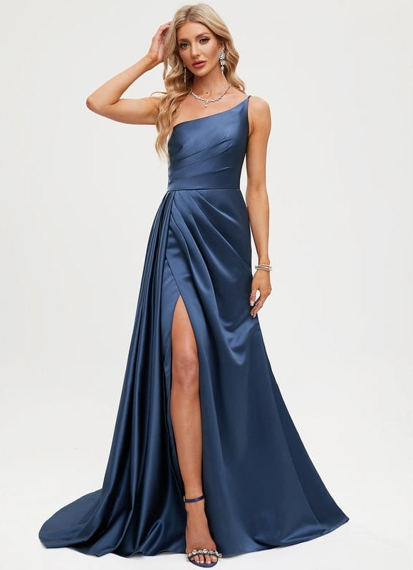 Robe De Bal Satinée Une-Épaule - gallery 6