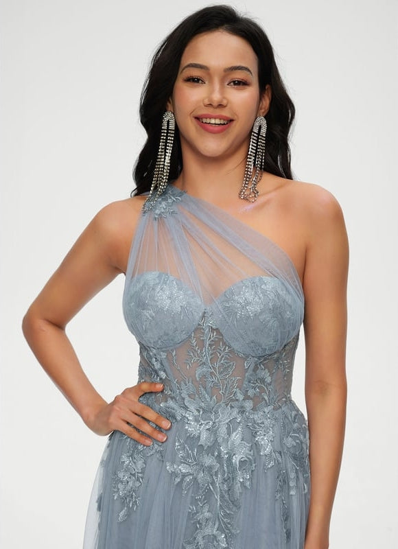 Robe De Bal Tulle Bleu Glacier - gallery 4