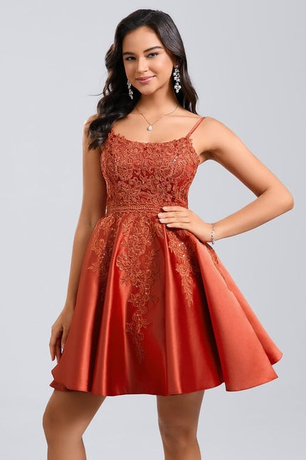 Robe De Bal Satin Rouille - gallery 1