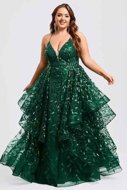 Robe De Bal Émeraude Superposée - gallery 9