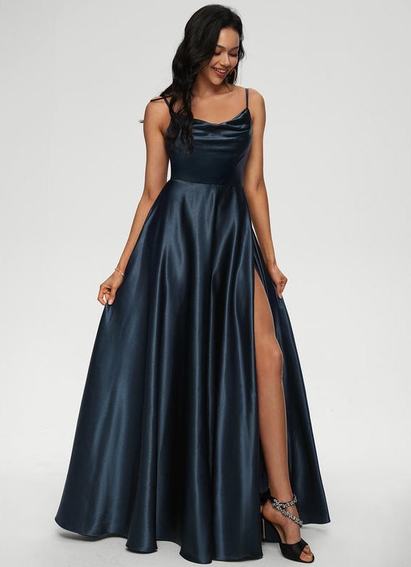 Robe De Bal Satin Rose Poudré - gallery 2