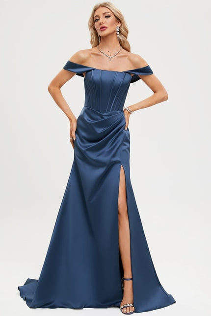 Robe De Bal Satinée Carmin - gallery 2