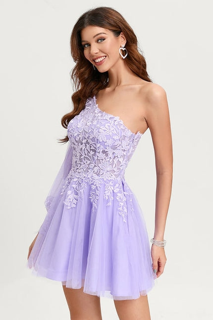 Robe De Bal Lilas Asymétrique - gallery 1