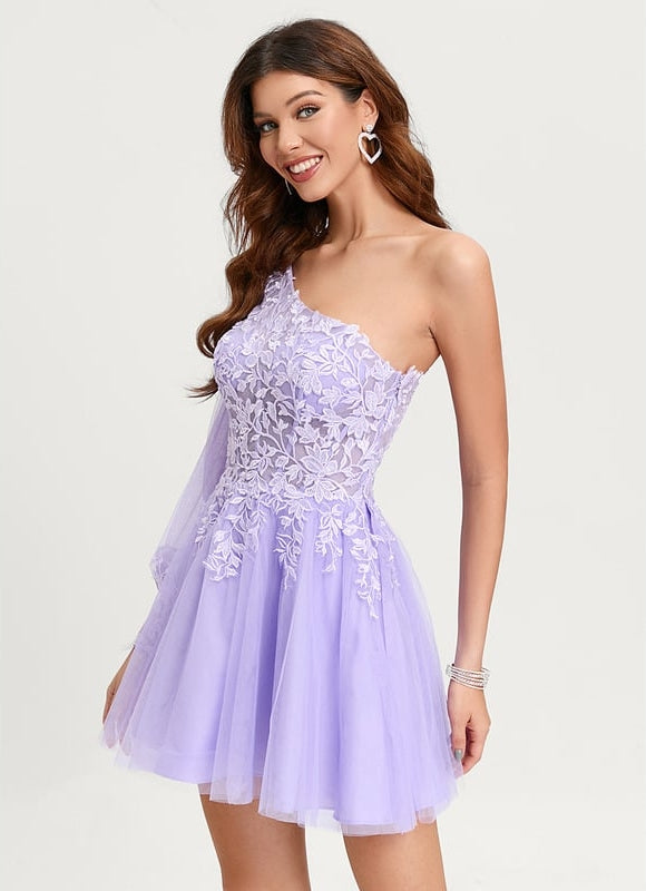 Robe De Bal Lilas Asymétrique - gallery 1