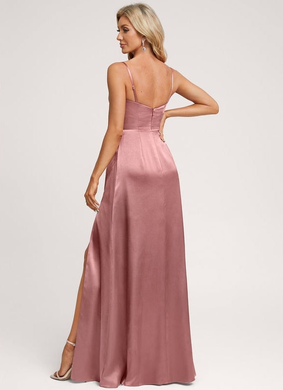 Robe De Bal Satin Rose Poudré - gallery 1