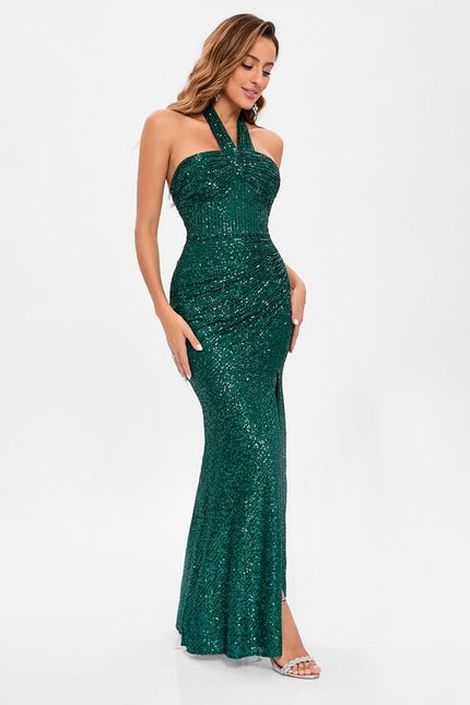 Robe De Bal Scintillante Émeraude - gallery 1