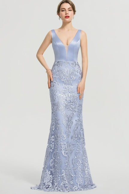 Robe De Bal Satinée Céleste - gallery 2