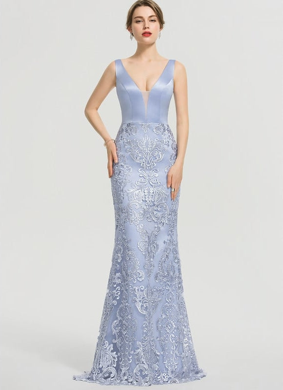 Robe De Bal Satinée Céleste - gallery 2