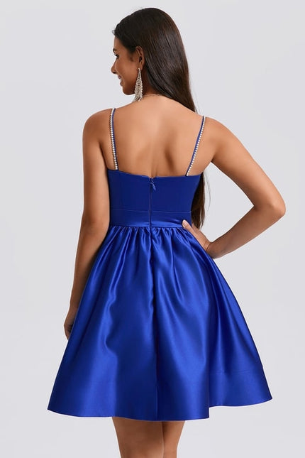 Robe De Bal Satin Bleu Royal - gallery 5