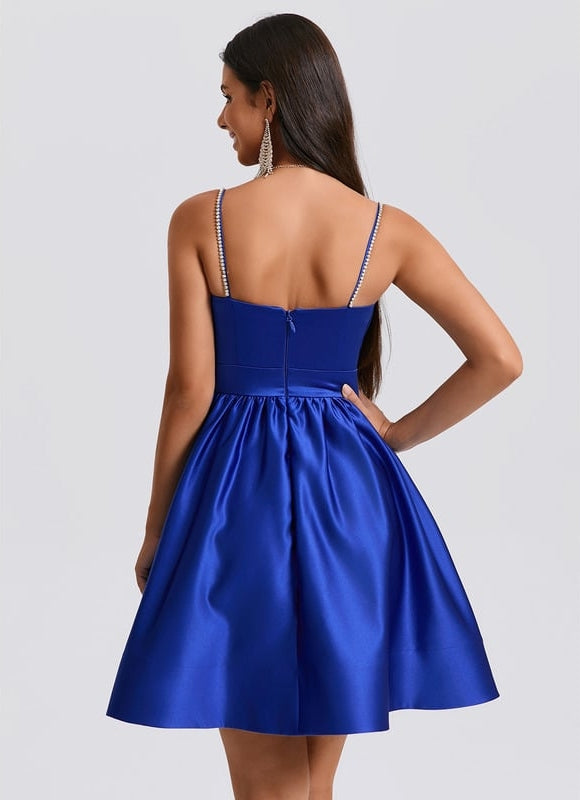 Robe De Bal Satin Bleu Royal - gallery 5