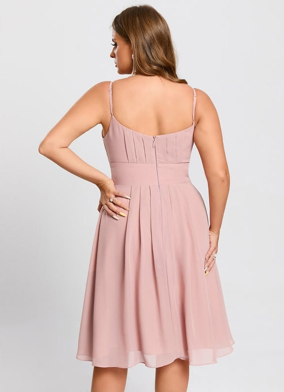 Robe De Bal Mousseline Rose Pâle - gallery 9