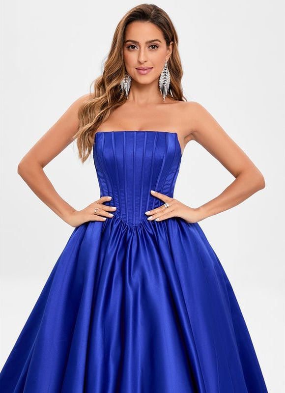 Robe De Bal Bleue Satinée - gallery 4