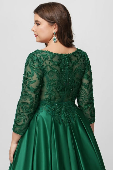 Robe De Bal Satinée Verte - gallery 6