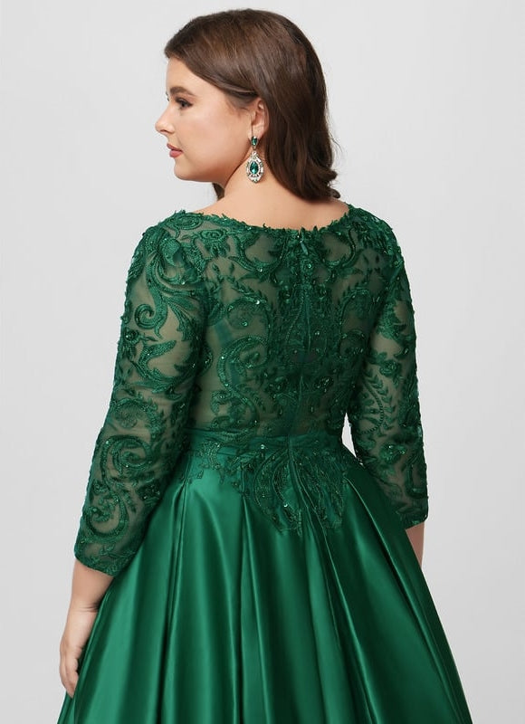 Robe De Bal Satinée Verte - gallery 6