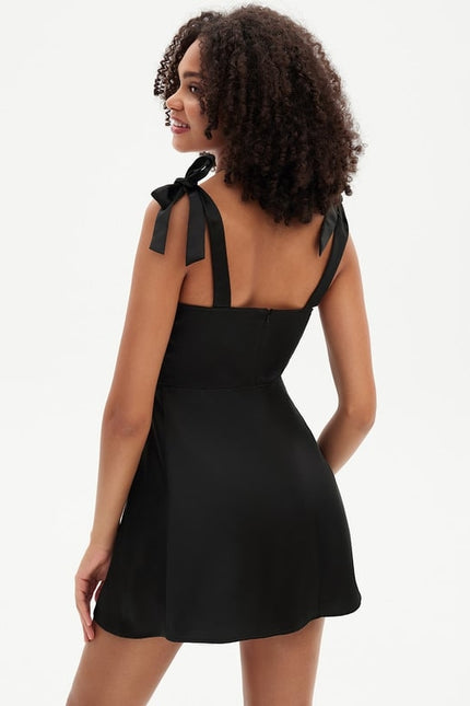 Robe De Bal Satin Céleste Élégant - gallery 4