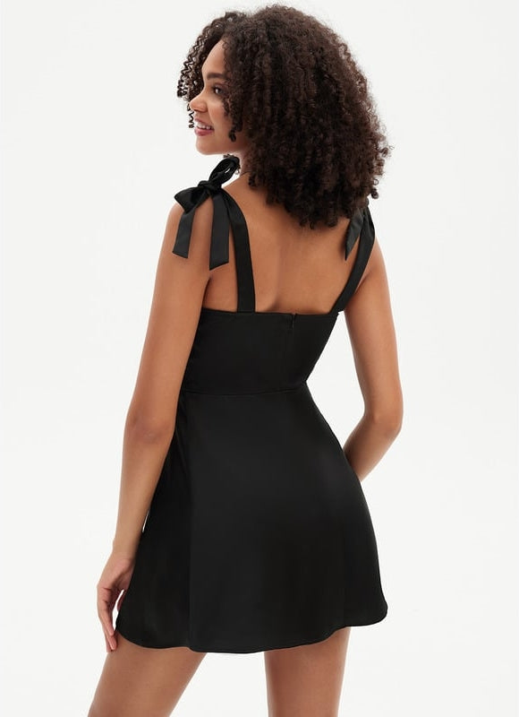 Robe De Bal Satin Céleste Élégant - gallery 4