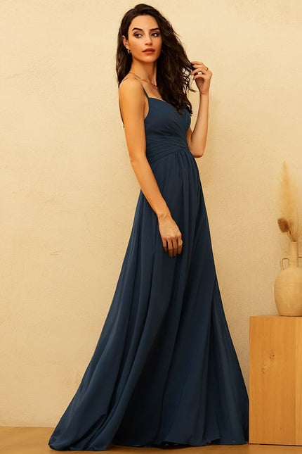 Robe De Bal Longue Fluide Bleu - gallery 3