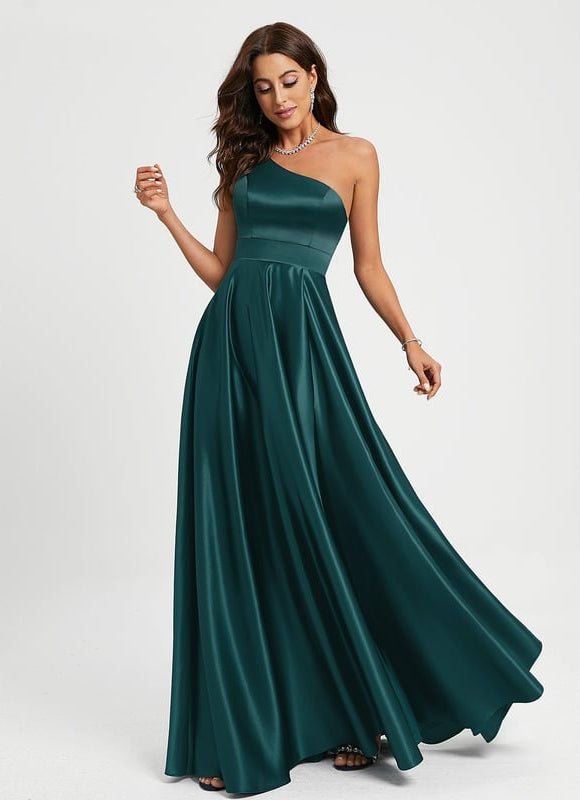 Robe De Bal Satin Émeraude Chic - gallery 2