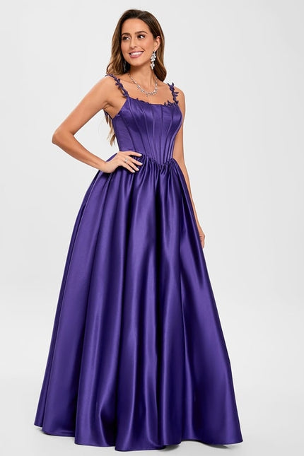 Robe De Bal Satinée Violette - gallery 4