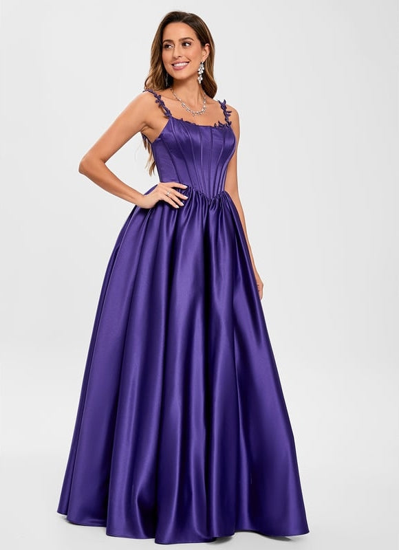 Robe De Bal Satinée Violette - gallery 4