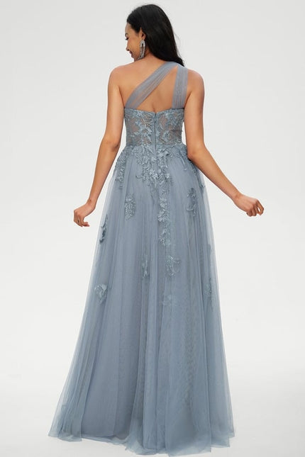 Robe De Bal Tulle Bleu Glacier - gallery 2