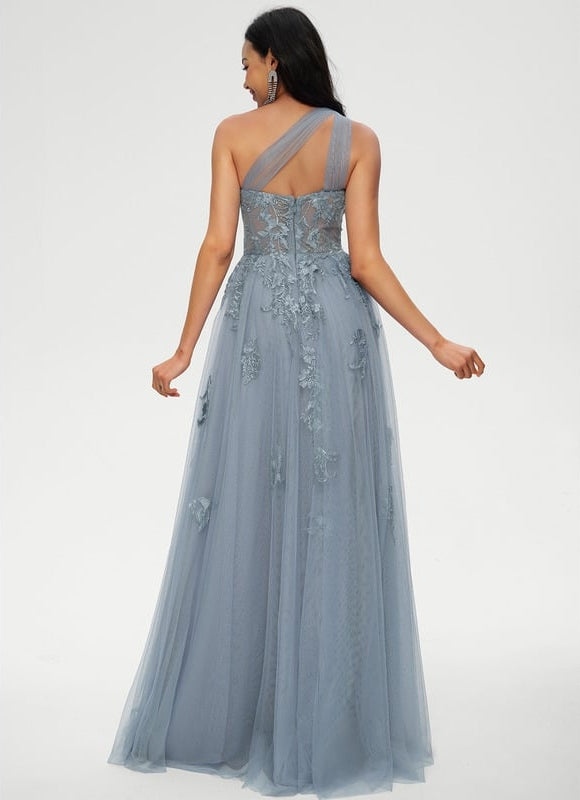 Robe De Bal Tulle Bleu Glacier - gallery 2