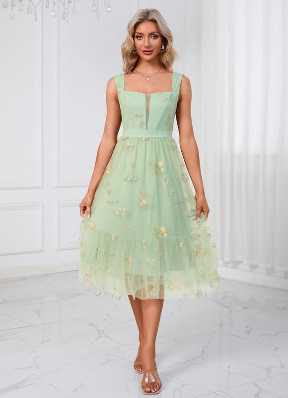 Robe De Bal Émeraude Florale - gallery 5