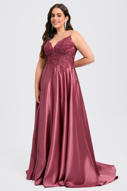 Robe De Bal Satinée Grenat - gallery 8