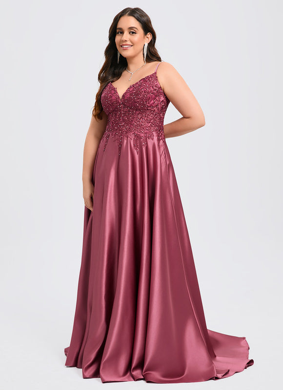 Robe De Bal Satinée Grenat - gallery 8