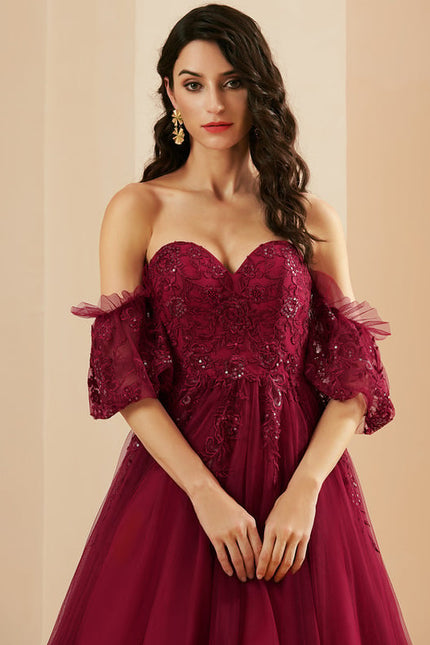 Robe De Bal Bordeaux Éthérée - gallery 2